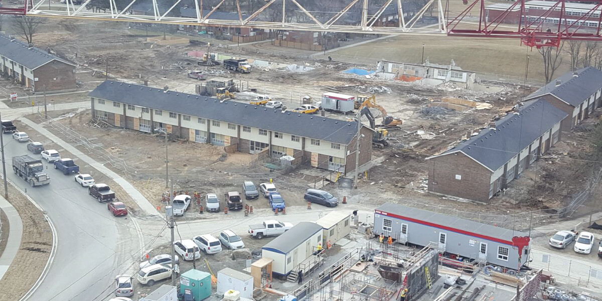 Aerial view of New Lawrence Heights site in development