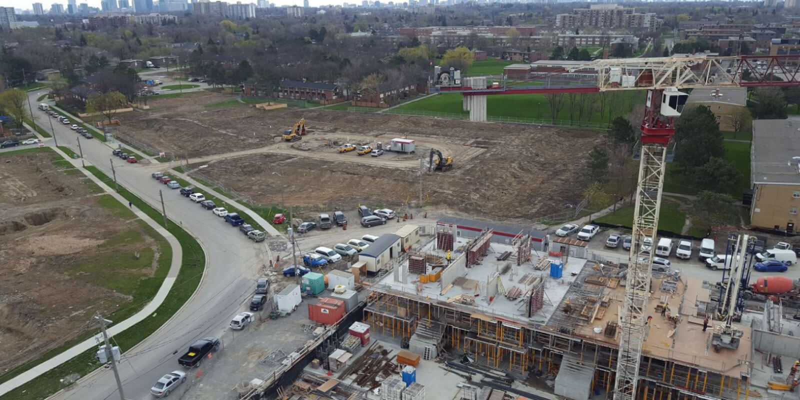 Aerial view of New Lawrence Heights site in development